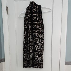 Karl Lagerfeld Paris Scarf Black and Gold Logo Scarf